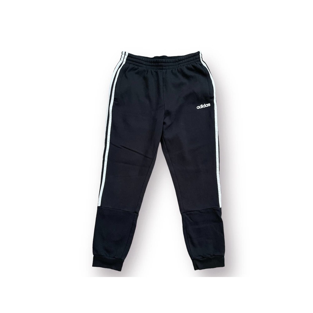Men's Black & White-Striped Adidas Fleece Sweatpant Joggers